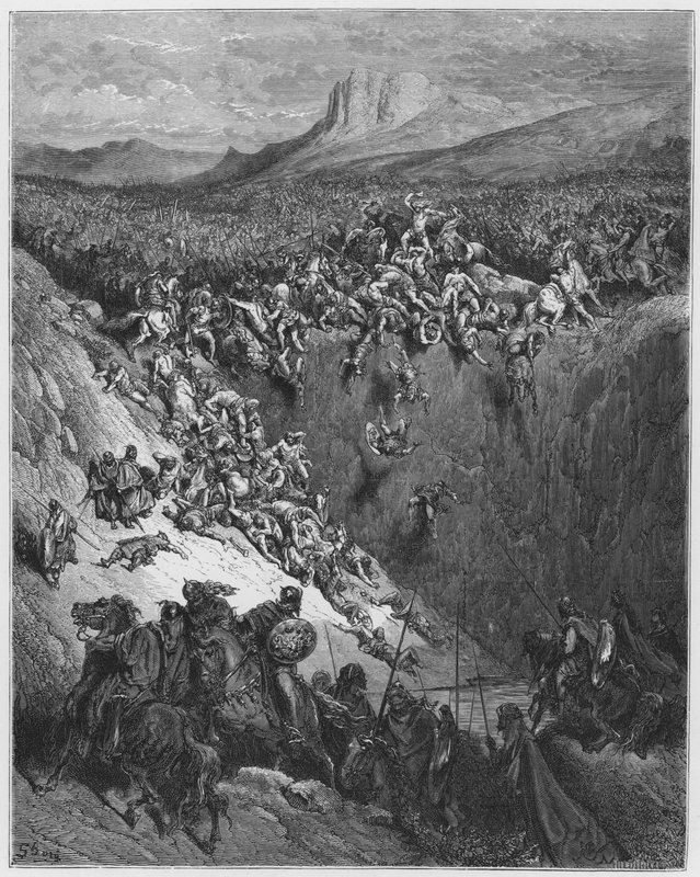 Gustave Dore Biblia: Sámson egy szamár állkapcsával pusztítja el a filiszteusokat alkotó: Gustave Dore