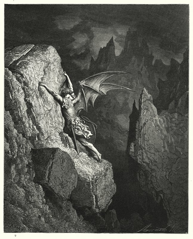 Illusztráció: Gustave Dore: Miltons Paradise Lost, II. könyv, 949., 950. sor alkotó: Gustave Dore