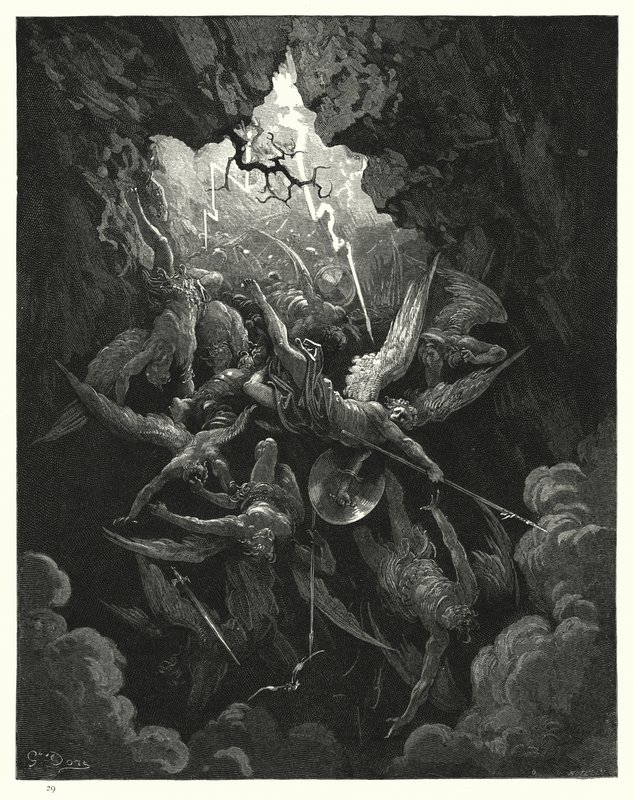 Illusztráció: Gustave Dore: Miltons Paradise Lost, VI. könyv, 874., 875. sor alkotó: Gustave Dore