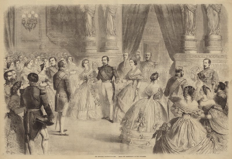 A császári quadrille a Salle des Marechaux-ban, a Tuileriákban alkotó: Gustave Janet