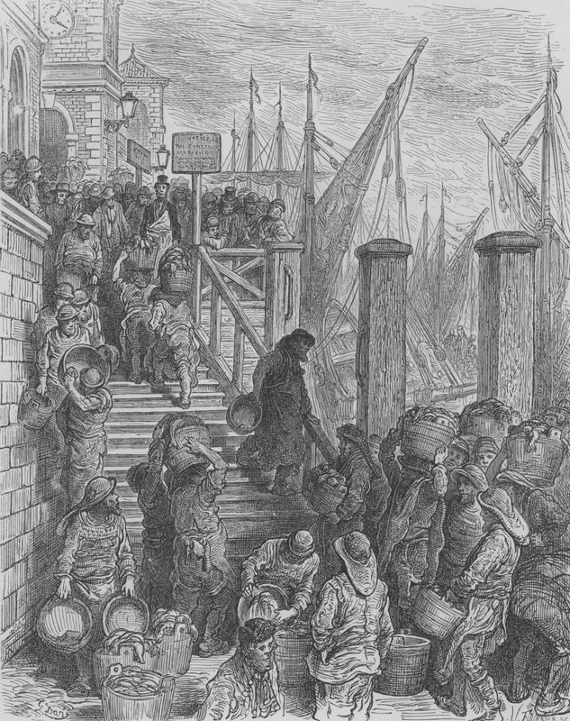 A halak leszállása a Billings-Gate-ben alkotó: Gustave after Dore