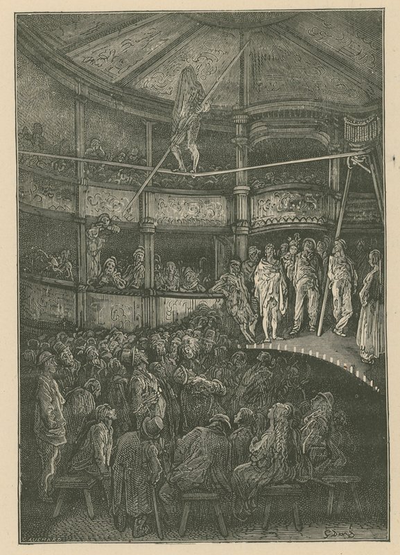 Blondin a Shoreditchben, London (metszet) alkotó: Gustave Dore