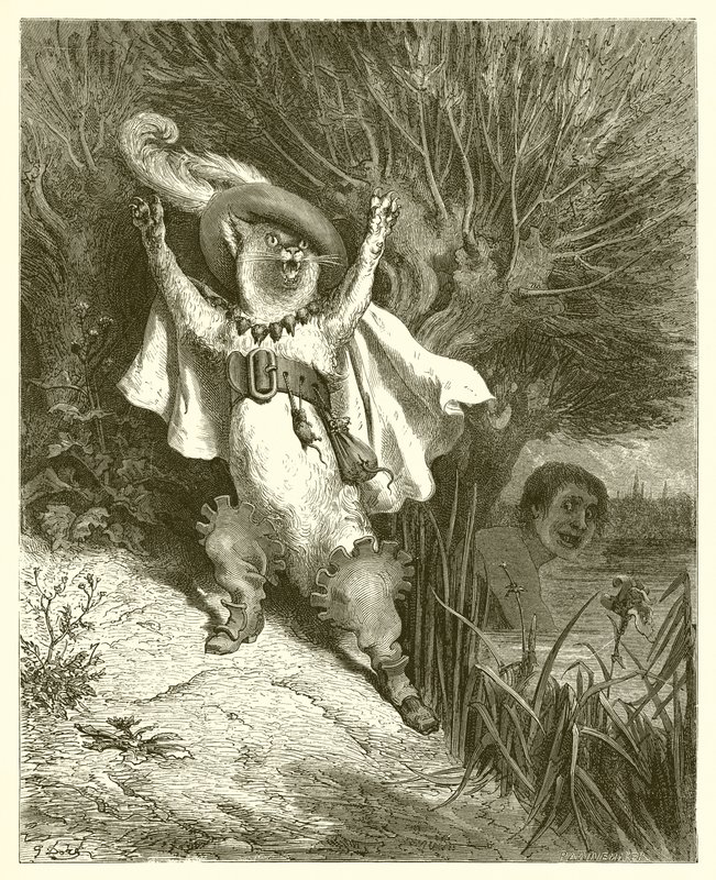 Csizmás cica, 1868 körül alkotó: Gustave Dore