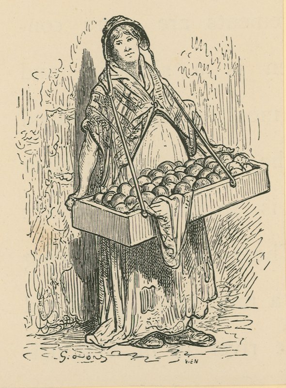 A gyümölcs eladó alkotó: Gustave Dore