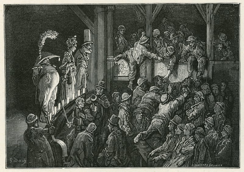 A Penny Gaff Whitechapelben alkotó: Gustave Dore