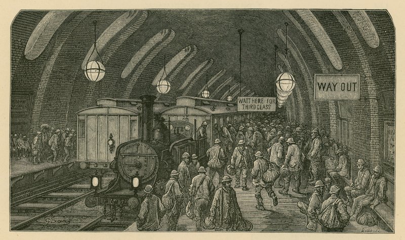 A munkásvonat (metszet) alkotó: Gustave Dore