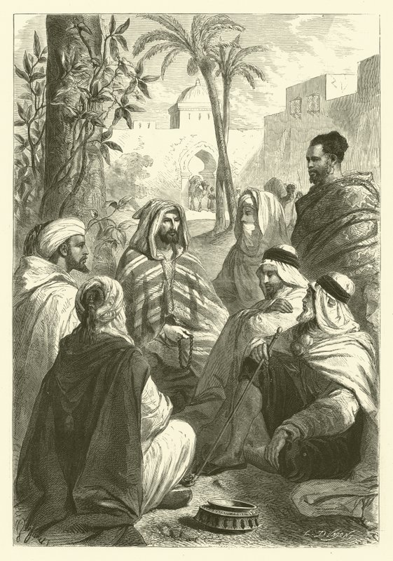 Az arab mesemondó (metszet) alkotó: Gustave Janet