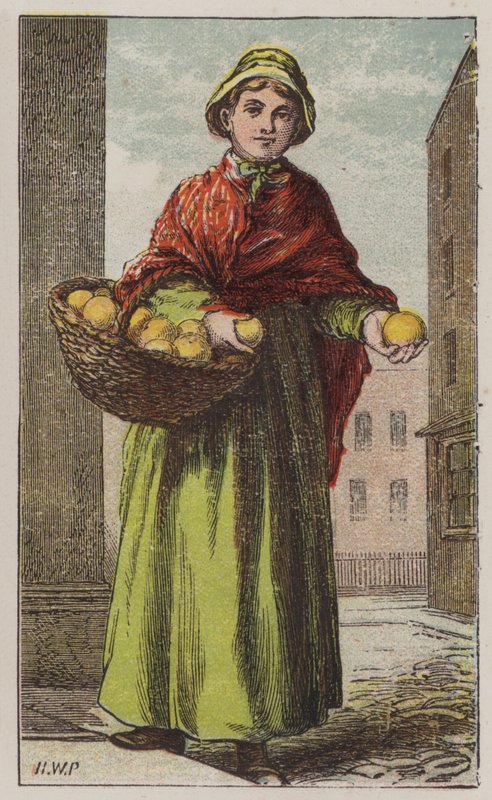 Narancssárga lány (színes litho) alkotó: H.W. (after) Petherick