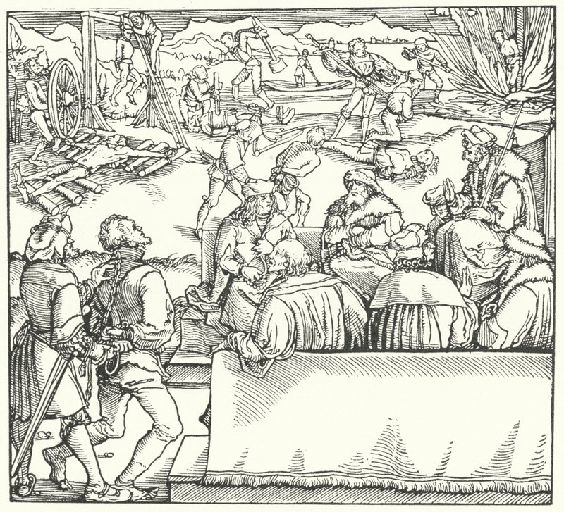 Törvényszéki ülés (metszet) alkotó: Hans (after) Burgkmair