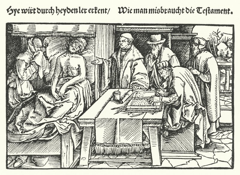 A végrendelet (metszet) alkotó: Hans (after) Burgkmair