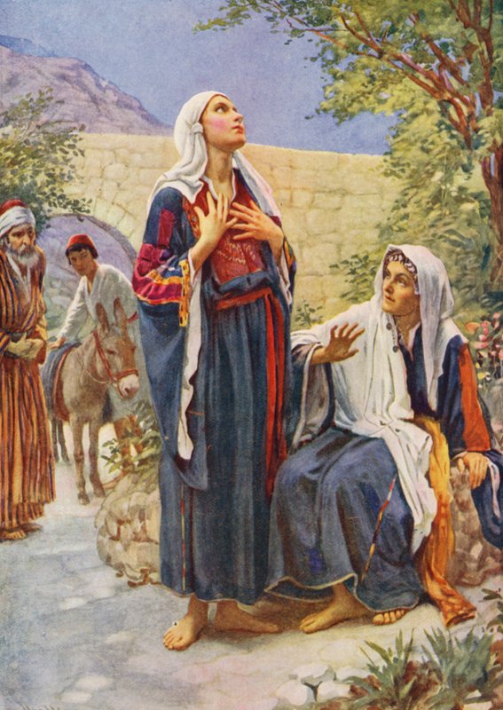 Újszövetség: Mária és Erzsébet (színes litográfia) alkotó: Harold Copping
