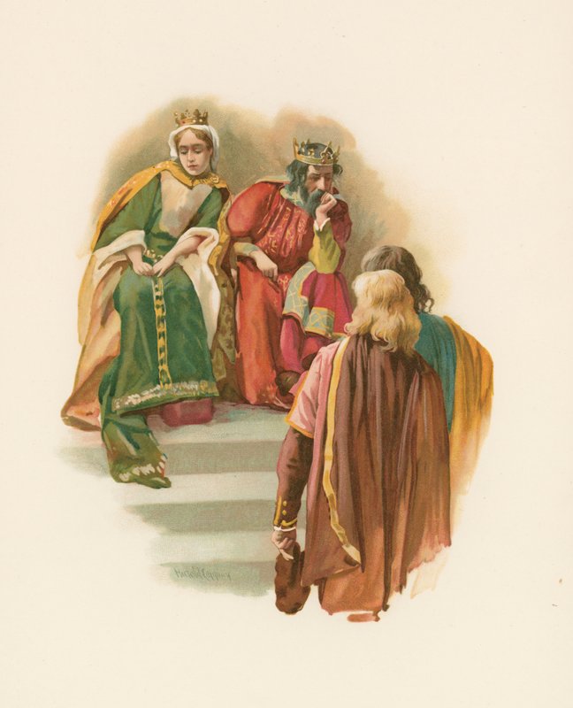 A király és királynő Hamlettel alkotó: Harold Copping