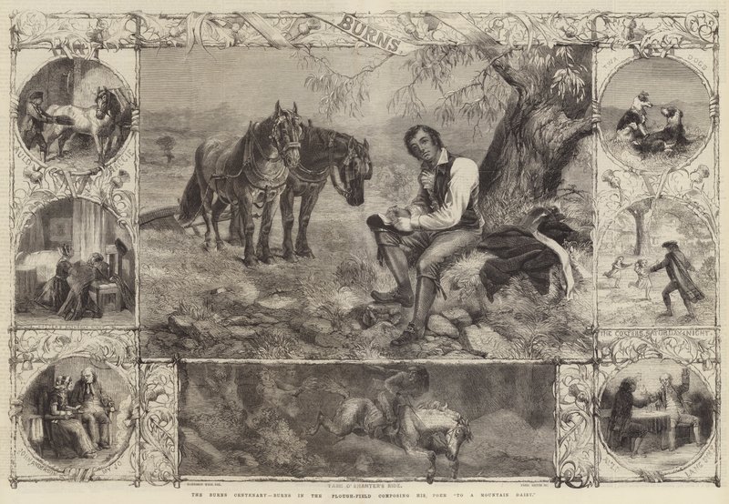 The Burns centenary, Burns in the Plough-Field a Hegyi százszorszéphez című költeményének megkomponálásakor alkotó: Harrison William Weir
