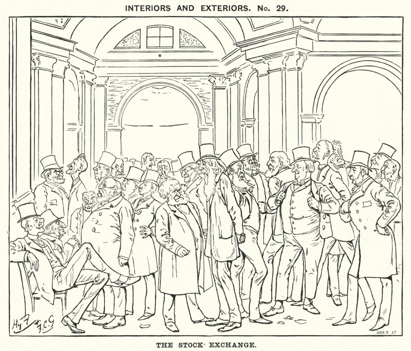 Lyukasztó rajzfilm: The Stock Exchange (metszet) alkotó: Harry Furniss