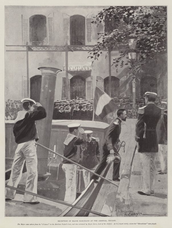 Marchand őrnagy fogadása az Arsenalban, Toulonban alkotó: Henry Charles Seppings Wright