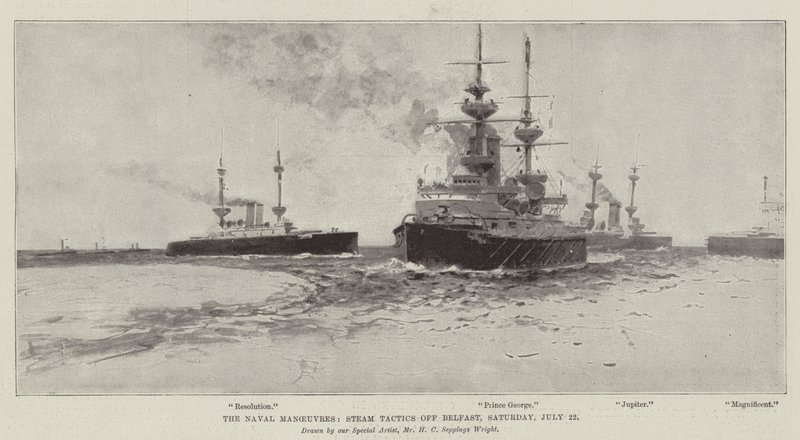 A haditengerészeti manőverek, Steam Tactics Belfastnál, július 22., szombat alkotó: Henry Charles Seppings Wright