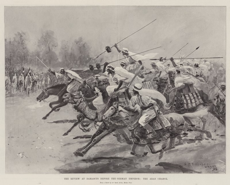 A damaszkuszi áttekintés a német császár előtt, az arab vád alkotó: Henry Charles Seppings Wright