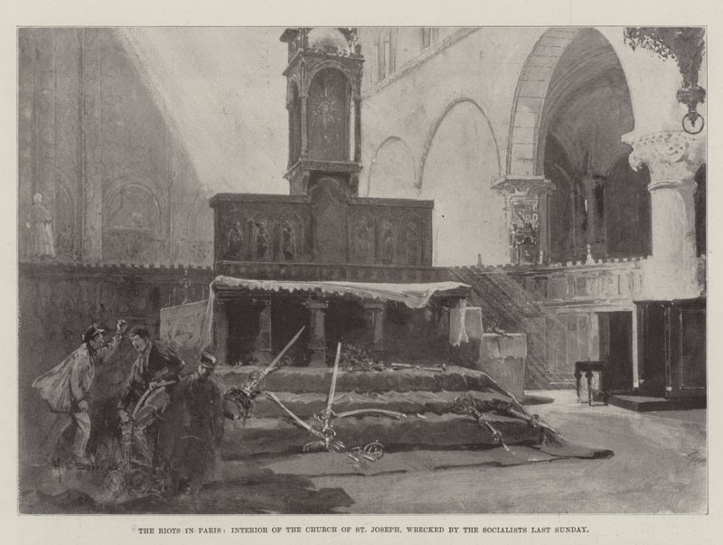 A párizsi zavargások, a Szent József-templom belseje, amelyet a szocialisták múlt vasárnap tönkretettek alkotó: Henry Charles Seppings Wright