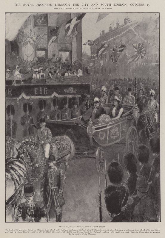 A királyi haladás a városon és Dél-Londonon keresztül, október 25 alkotó: Henry Charles Seppings Wright