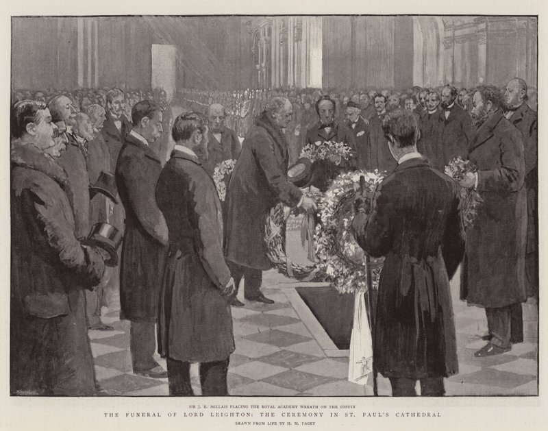 A néhai Lord Leighton temetése, a szertartás a Szent Pál-székesegyházban alkotó: Henry Marriott Paget
