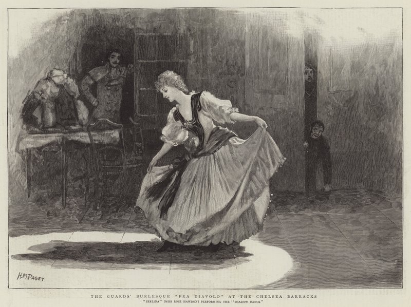 A gárda burleszkje, Fra Diavolo a Chelsea Barracksban alkotó: Henry Marriott Paget