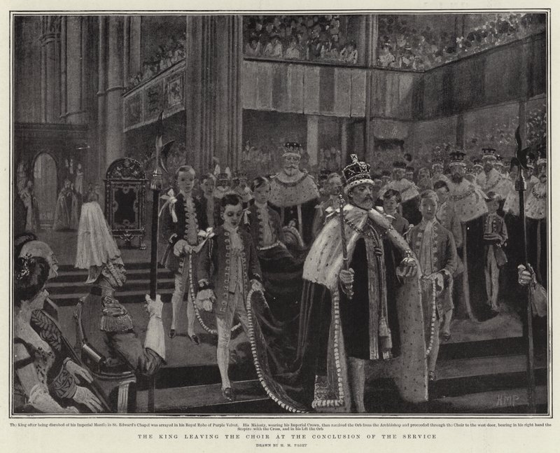 A király elhagyja a kórust az istentisztelet befejezésekor alkotó: Henry Marriott Paget