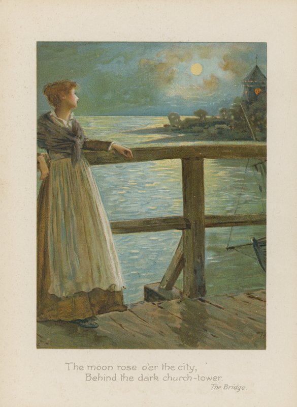 Felkelt a hold a város felett, a sötét templomtorony mögött (chromolitho) alkotó: Henry Marriott Paget