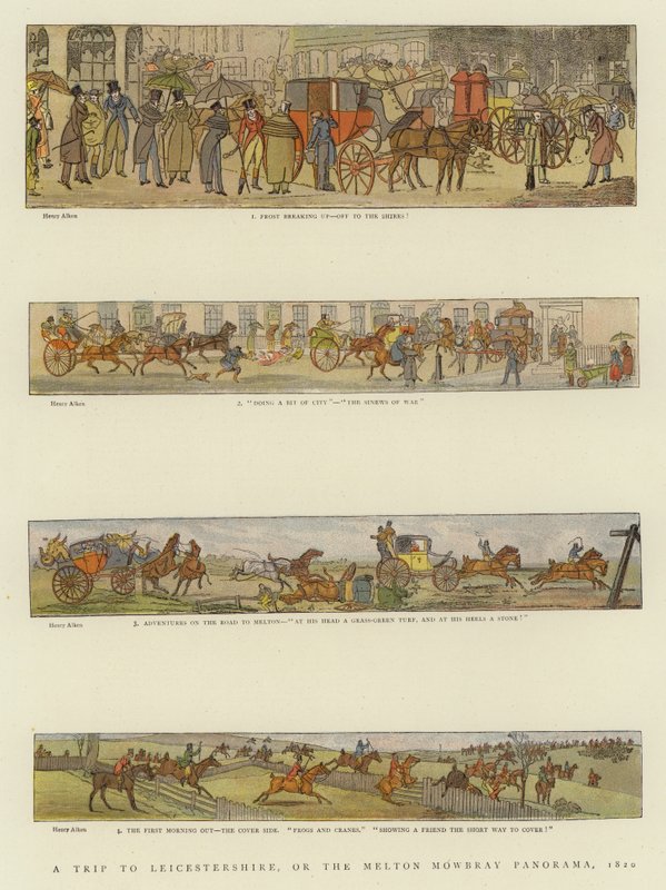 Kirándulás Leicestershire-be, avagy a Melton Mowbray-i panoráma, 1820 alkotó: Henry Thomas Alken