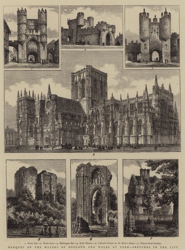 Anglia és Wales polgármestereinek bankettje Yorkban, Vázlatok a városban alkotó: Henry William Brewer