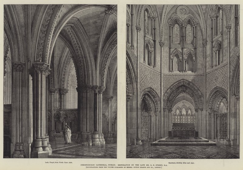Christchurch katedrális, Dublin, restaurálása a néhai Mr. G E Street által, RA alkotó: Henry William Brewer