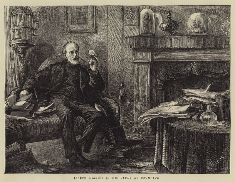 Joseph Mazzini a bromptoni tanulmányában alkotó: Henry Woods