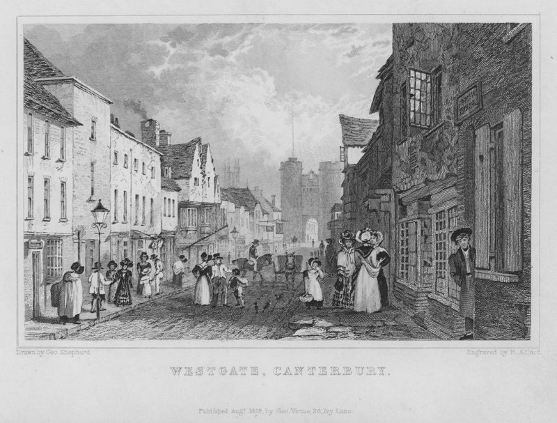 Westgate, Canterbury, Kent (metszet) alkotó: Henry Adlard