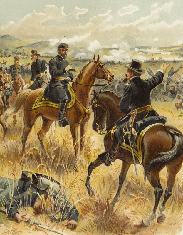 Meade Gettysburgban, 1863. július 2-án alkotó: Henry Alexander Ogden