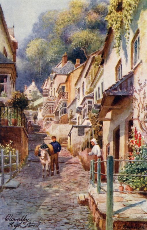 High Street, Clovelly (színes litográfia) alkotó: Henry B. (after) Wimbush