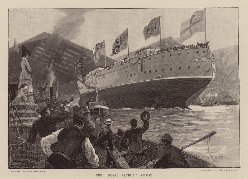HMS Royal Arthur a tengeren (metszet) alkotó: Henry Charles Seppings Wright