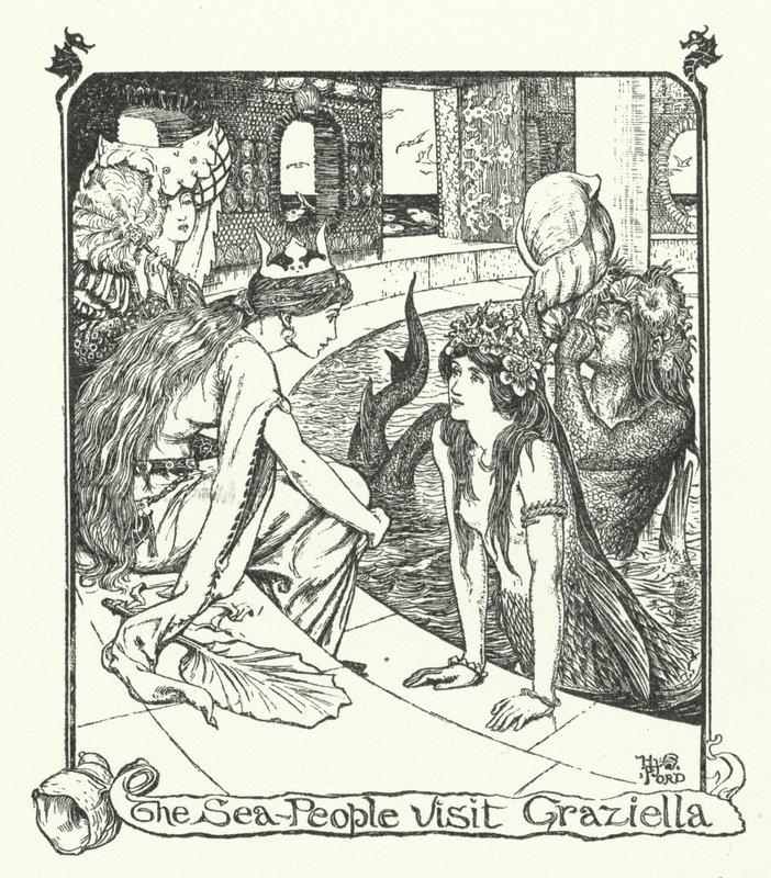 A tengeri emberek meglátogatják Graziellát (metszet) alkotó: Henry Justice Ford