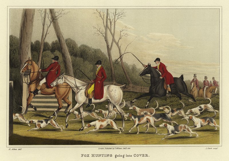 A rókavadászat a fedezékbe kerül (chromolitho) alkotó: Henry Thomas Alken