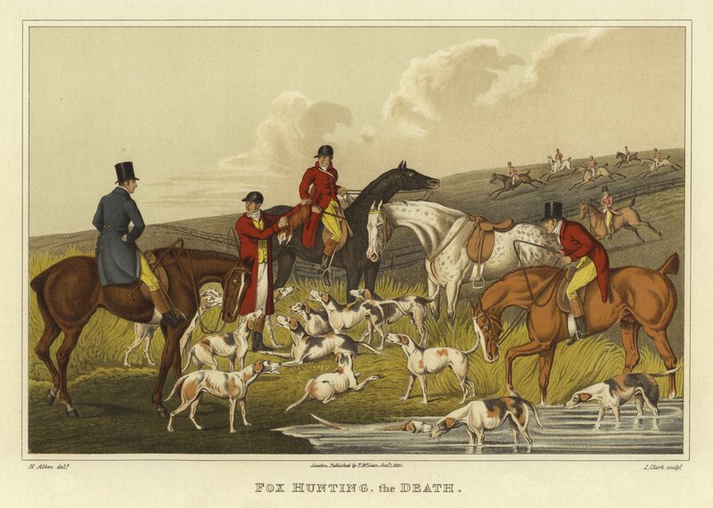 Rókavadászat, a halál (chromolitho) alkotó: Henry Thomas Alken