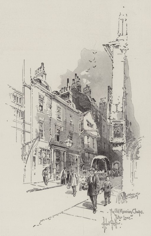 A régi morva kápolna Fetter Lane-ben alkotó: Herbert Railton