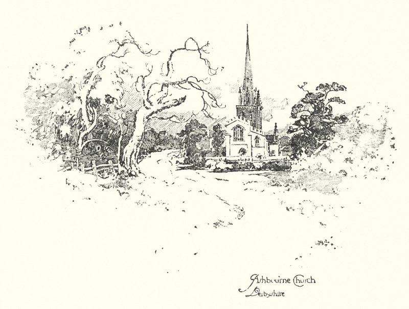 Ashbourne Church, Derbyshire (litho) alkotó: Herbert (after) Railton