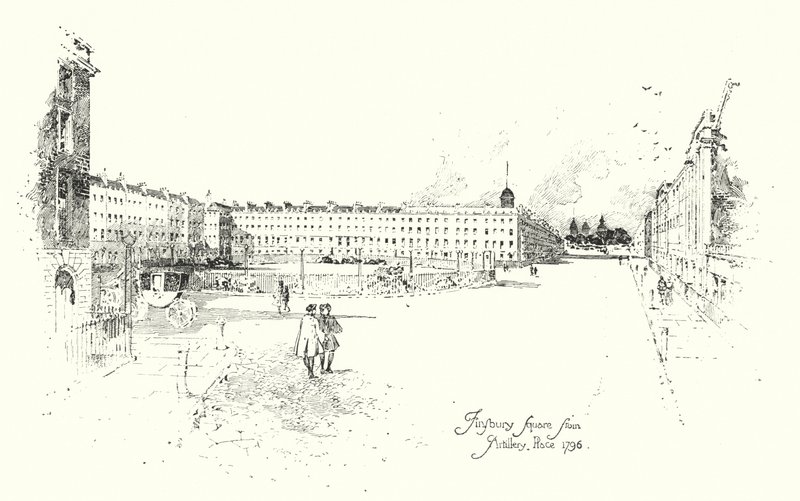 Finsbury Square, a londoni Artillery Place-ről alkotó: Herbert (after) Railton