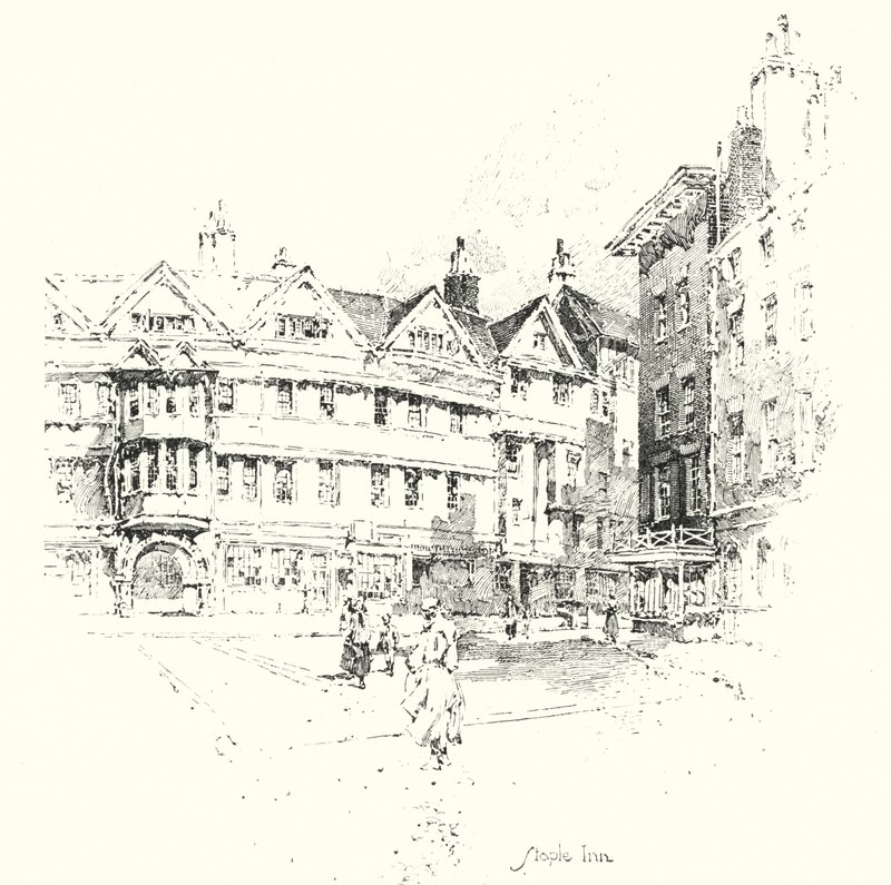 Staple Inn, London (litho) alkotó: Herbert (after) Railton