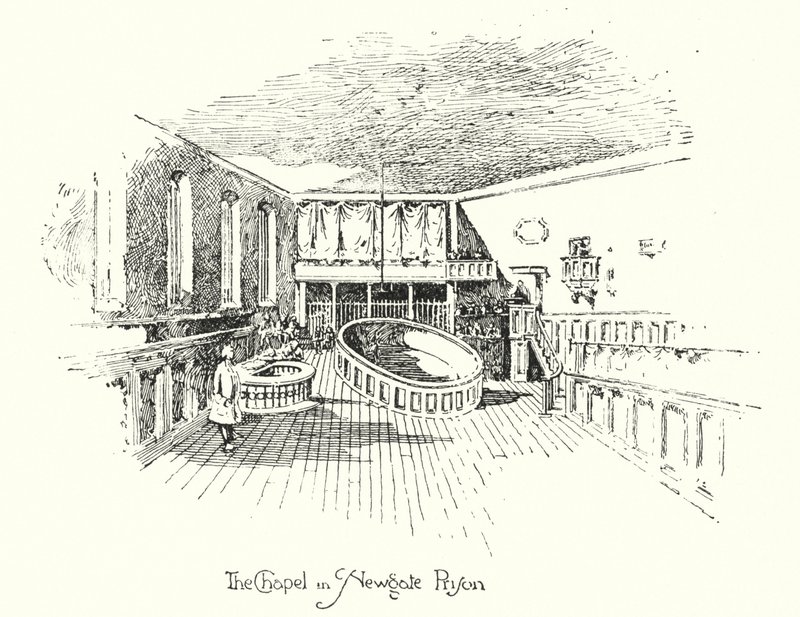 A kápolna, Newgate börtön, London (litho) alkotó: Herbert (after) Railton