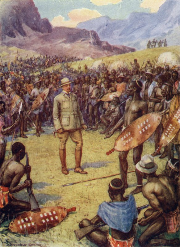 Cecil Rhodes, a Matabeles-szel (színes litó) alkotó: Howard Davie