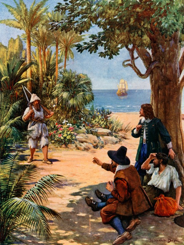 Illusztráció Robinson Crusoe-hoz alkotó: Howard Davie