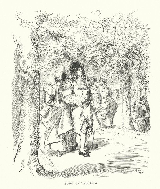 London: Pepys and his Wife (színes litográfia). alkotó: Hugh Thomson