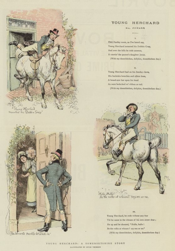 Fiatal Herchard, a Somersetshire-i történet (chromolitho) alkotó: Hugh Thomson