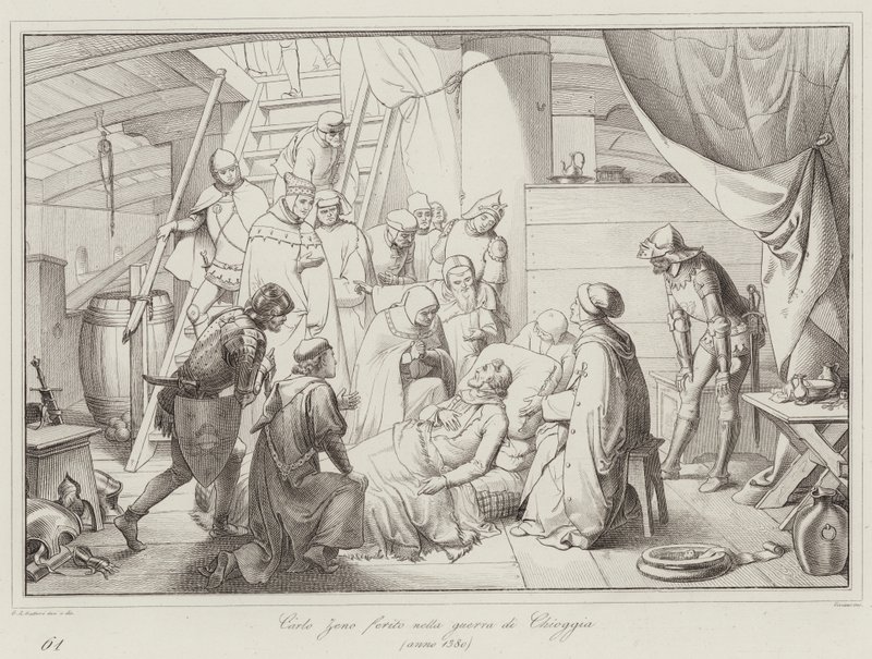 Carlo Zeno megsebesült a chioggia-i háborúban alkotó: Italian School