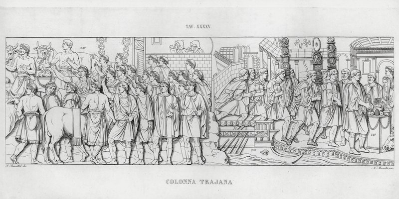 Traianus oszlopa (metszet) alkotó: Italian School