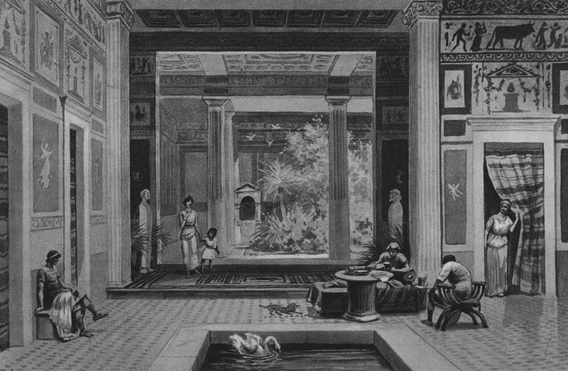 Pompei: A tragikus költő háza (litho) alkotó: Italian School